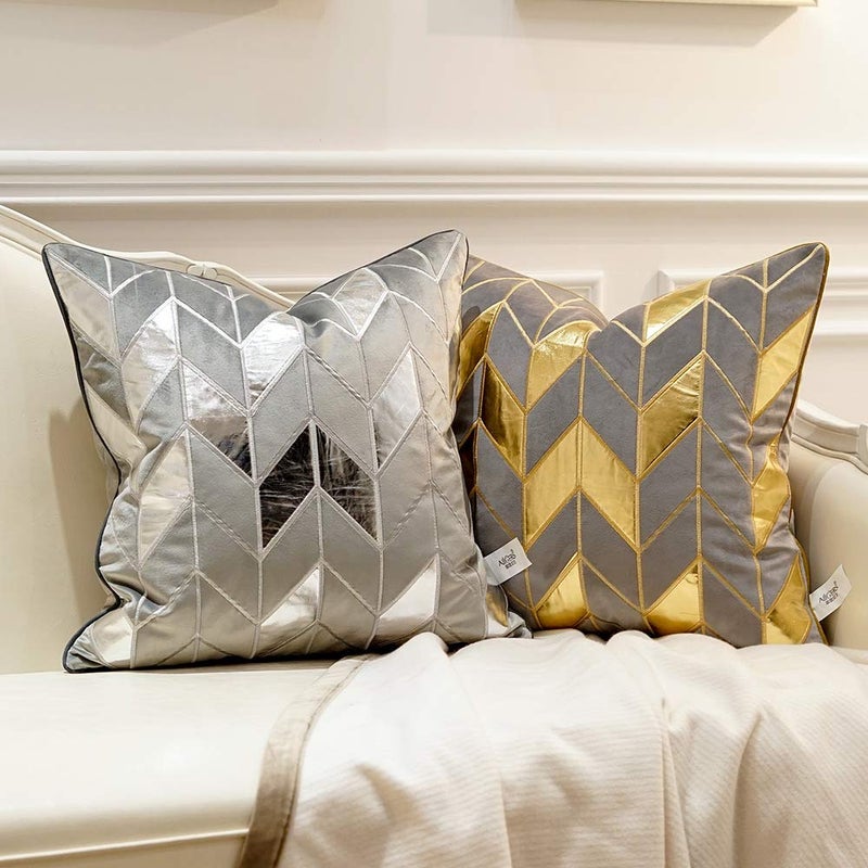 Avigers 18 x 18 Inches Grey Gold Striped Cushion Case Luxury European Throw Pillow Cover Decorative Pillow for Couch Living Room Bedroom Car - Image 5